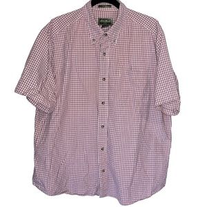 Eddie Bauer Red Gold Plaid Short Sleeve Button Down Shirt (XL)